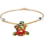 Dolce & Gabbana Gold Brass Leopard Flower Embellished Statement Necklace