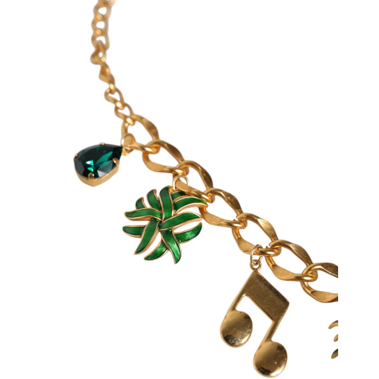 Dolce & Gabbana Gold Tone Brass Chain Pineapple Crystal Musical Necklace