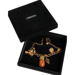 Dolce & Gabbana Gold Tone Brass Chain Pineapple Crystal Musical Necklace