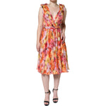Dolce & Gabbana Multicolor Floral Sleeveless V-neck Midi Dress DR281226-42