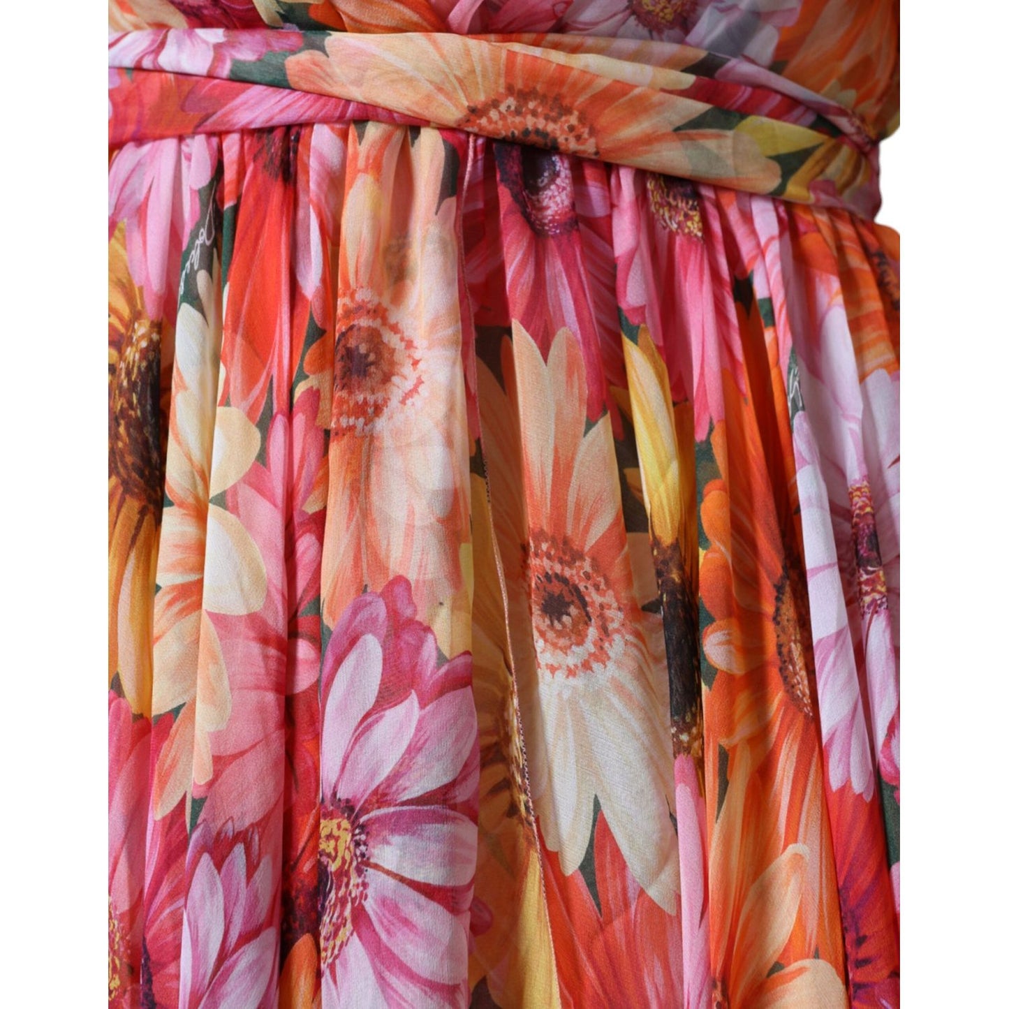 Dolce & Gabbana Multicolor Floral Sleeveless V-neck Midi Dress DR281226-42
