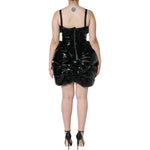 Dolce & Gabbana Black Polyester Ruched Coated Mini Dress DR281247-36