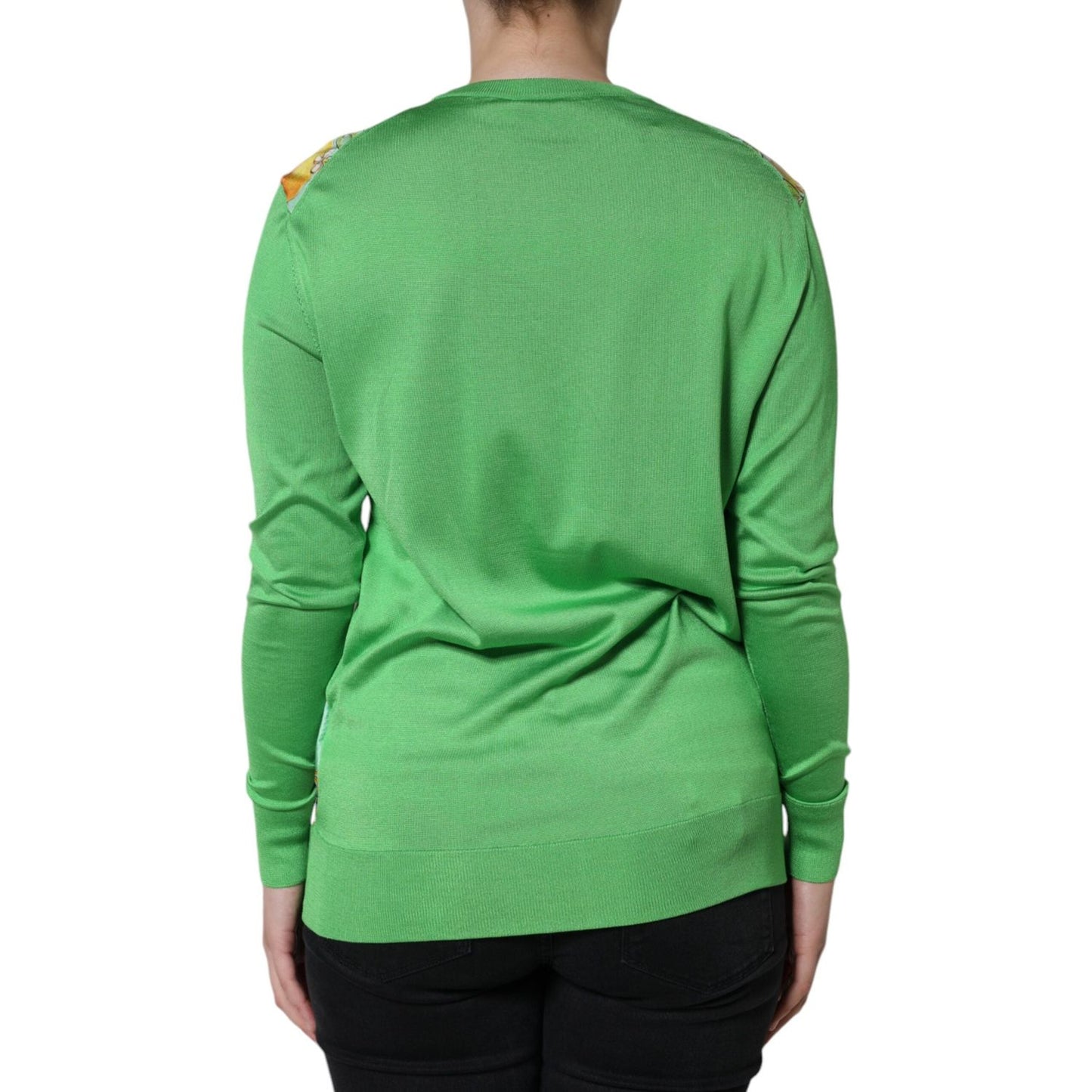 Dolce & Gabbana Green Silk Granita Al Limone Long Sleeves Sweater TSH86570-42