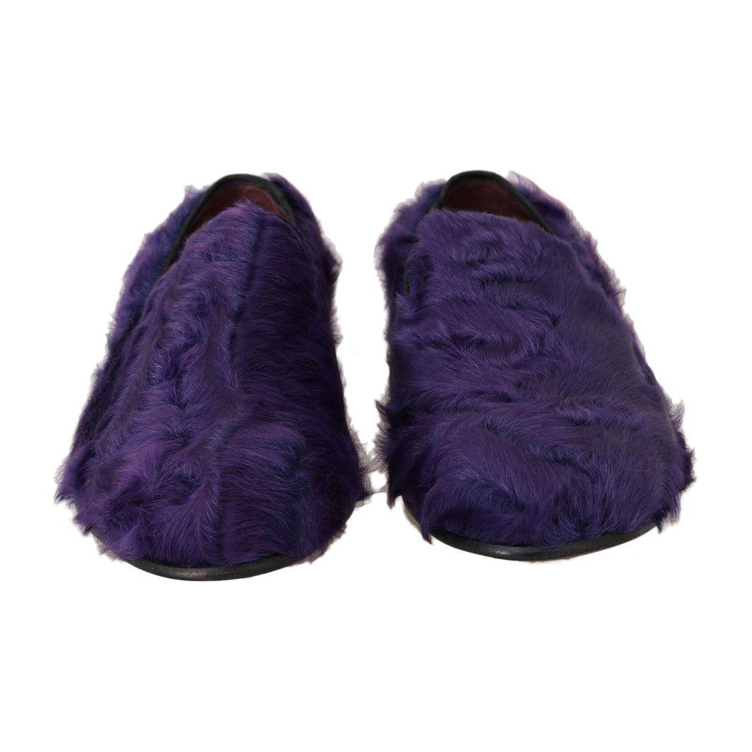 Dolce & Gabbana Purple Sheep Fur Leather Loafers LA4142-8