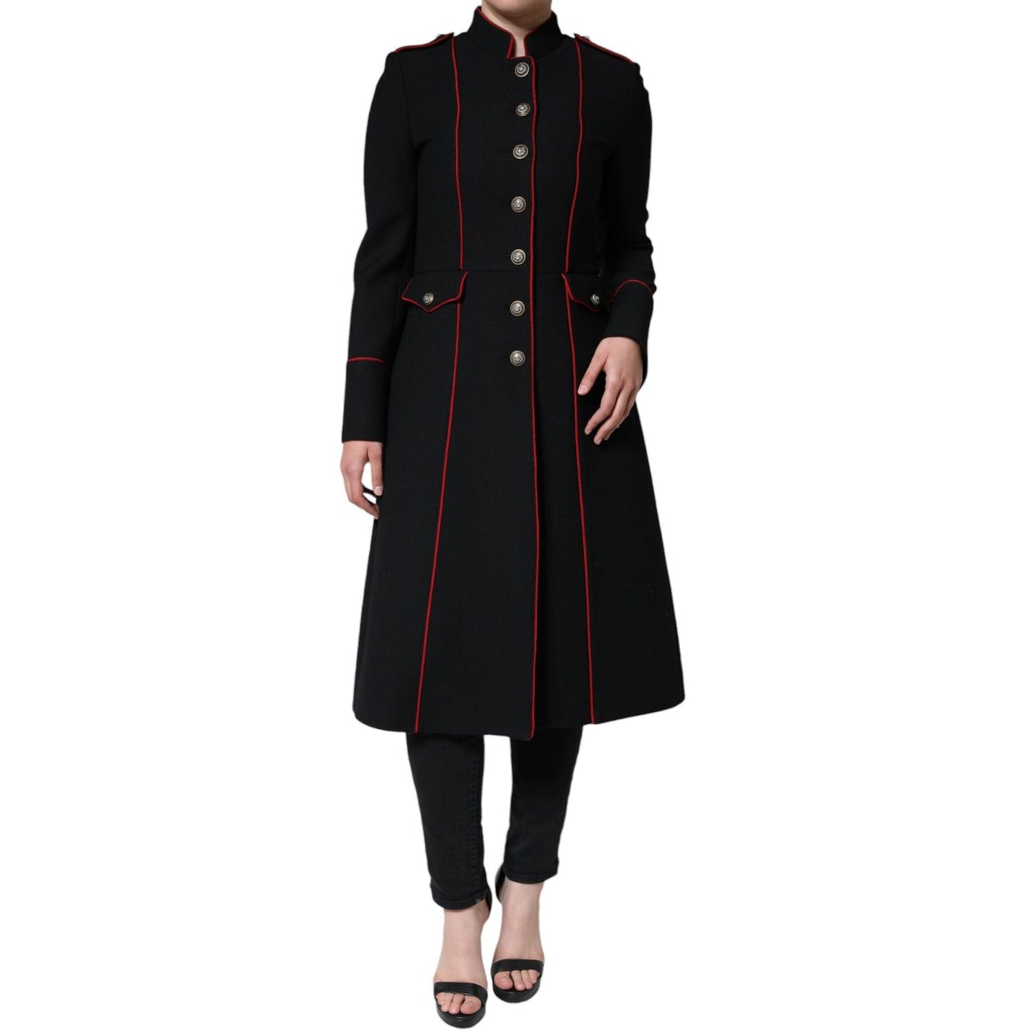 Dolce & Gabbana Black Single Breasted Trench Coat Jacket JKT4092-38