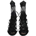 Dolce & Gabbana Black Tulle Stretch Heels Sandals Shoes LA7996-41