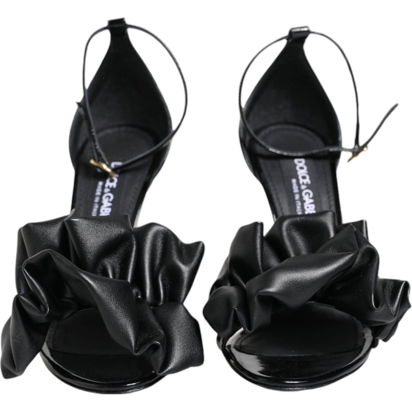 Dolce & Gabbana Black Leather Ankle Strap Heel Sandals Shoes LA11753-37