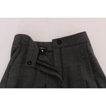 Dolce & Gabbana Gray Wool High Waist Mini Shorts SKI1073-1