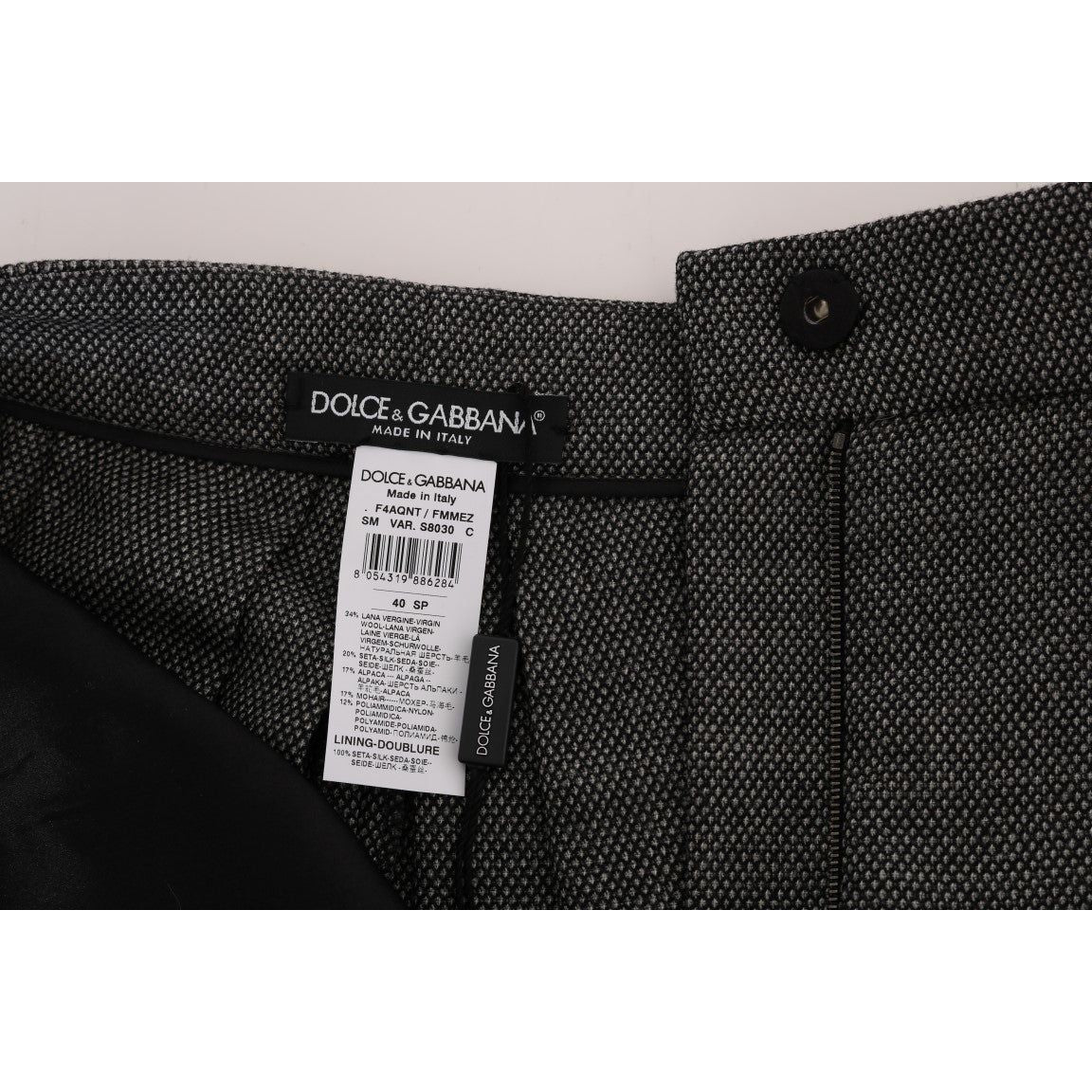 Dolce & Gabbana Gray Wool High Waist Mini Shorts SKI1073-1