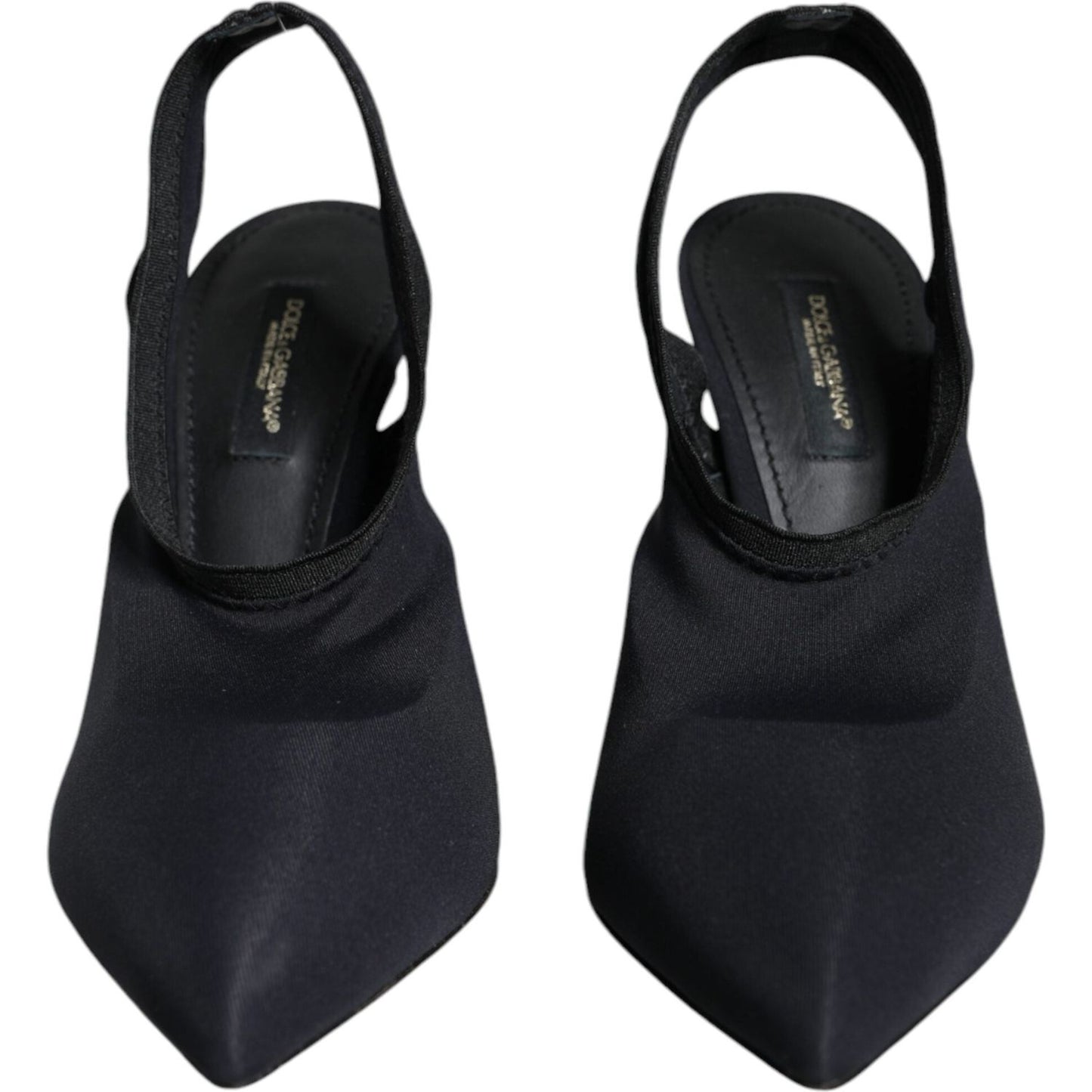 Dolce & Gabbana Black Jersey Stretch Heels Slingback Shoes LA8516-36.5