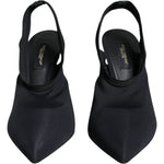 Dolce & Gabbana Black Jersey Stretch Heels Slingback Shoes LA8516-36.5