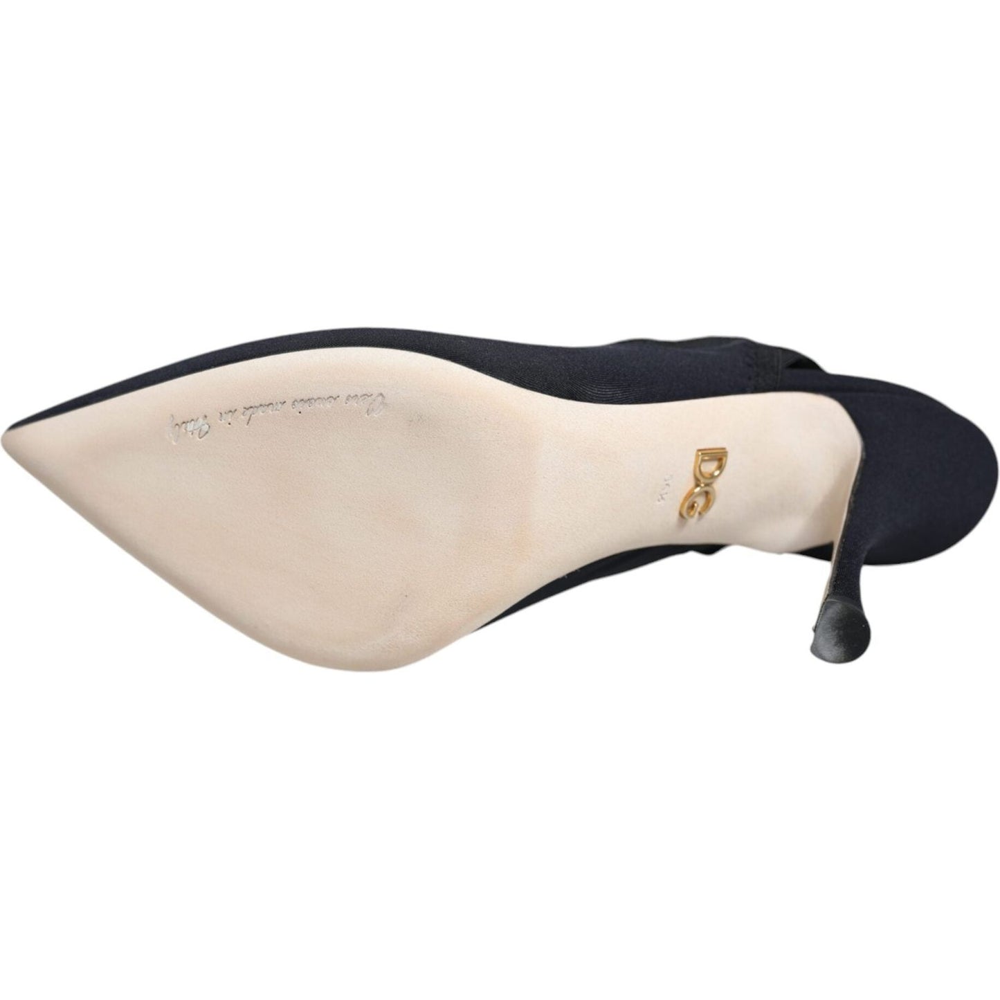 Dolce & Gabbana Black Jersey Stretch Heels Slingback Shoes LA8516-36.5