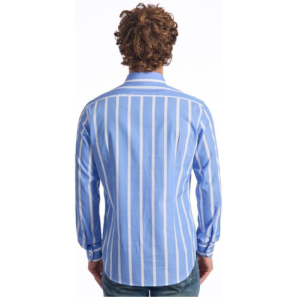 Baldinini Trend Light Blue Cotton Men Shirt BA-24643-L