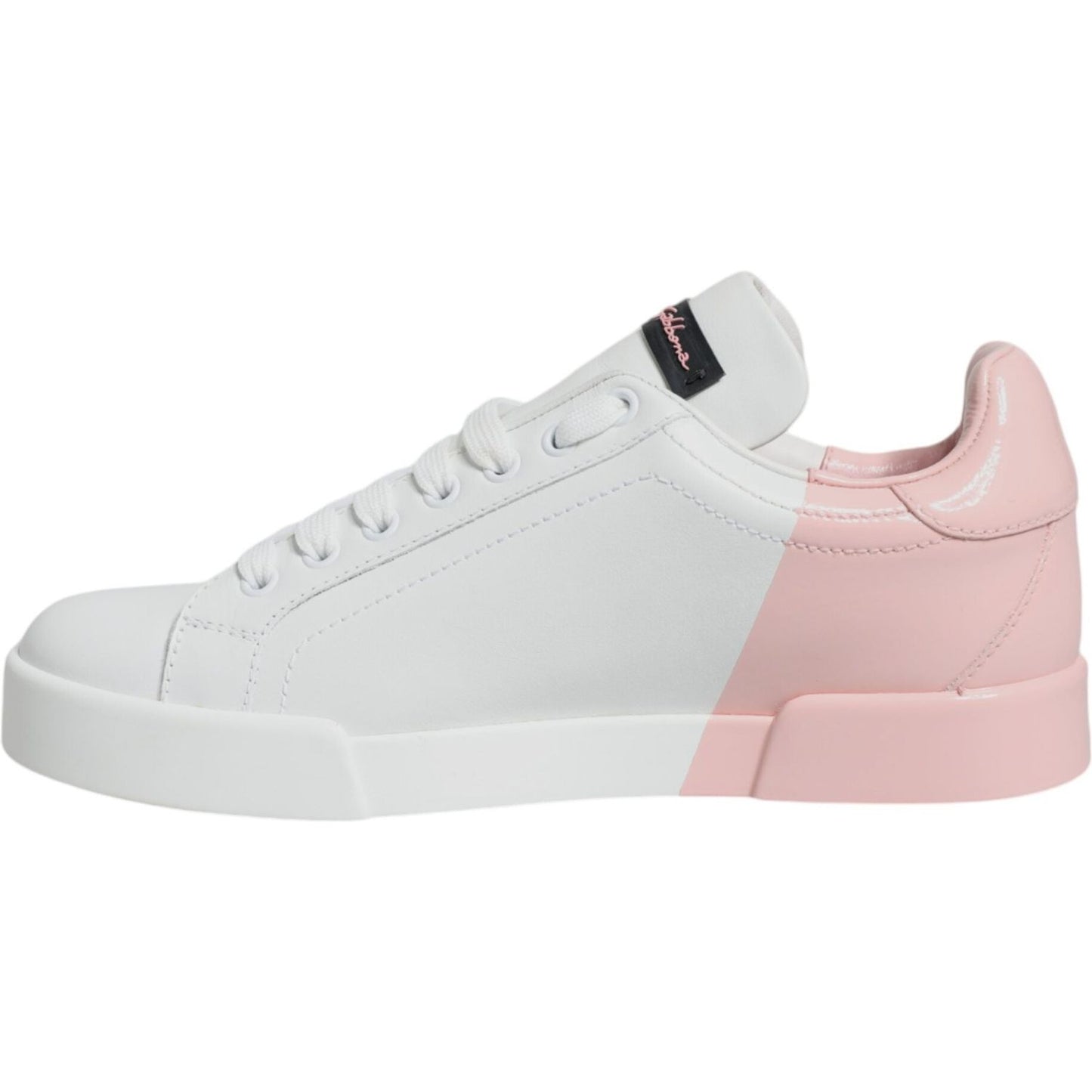 Dolce & Gabbana White Pink Portofino Low Top Sneakers Shoes LA11800-35