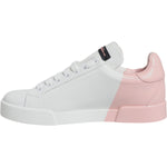Dolce & Gabbana White Pink Portofino Low Top Sneakers Shoes LA11800-35