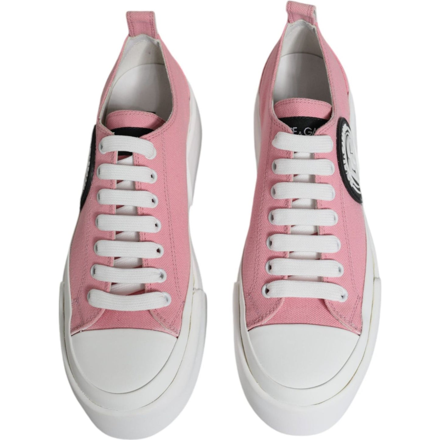 Dolce & Gabbana Pink White Canvas Logo Low Top Sneakers Shoes LA12018-39