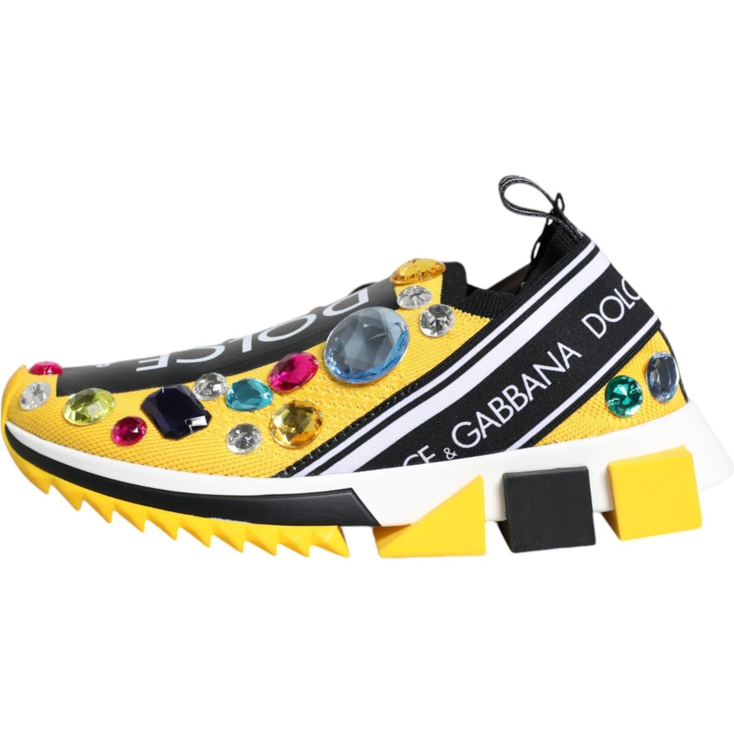 Dolce & Gabbana Yellow Sorrento Crystals Low Top Sneakers Shoes LA12020-36.5