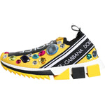 Dolce & Gabbana Yellow Sorrento Crystals Low Top Sneakers Shoes LA12020-36.5