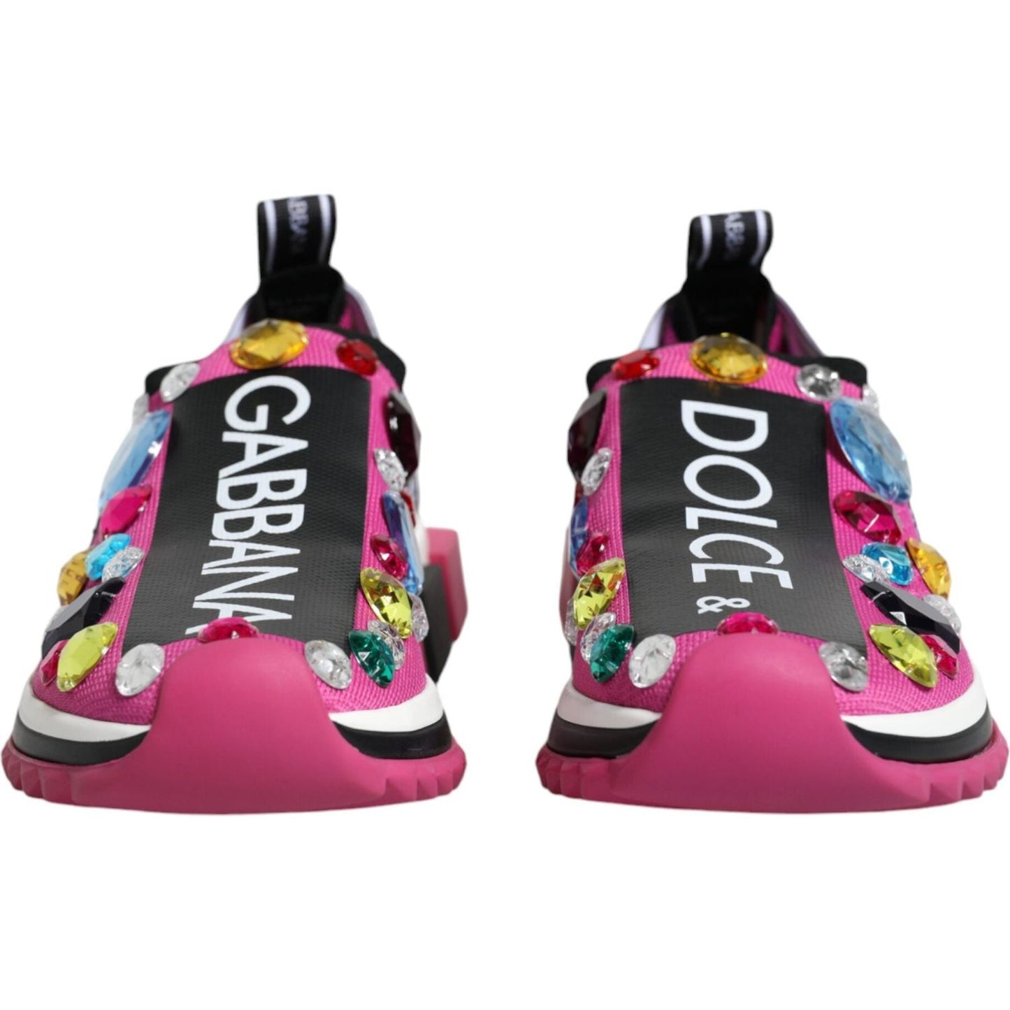 Dolce & Gabbana Pink Sorrento Crystals Low Top Sneakers Shoes LA12182-37