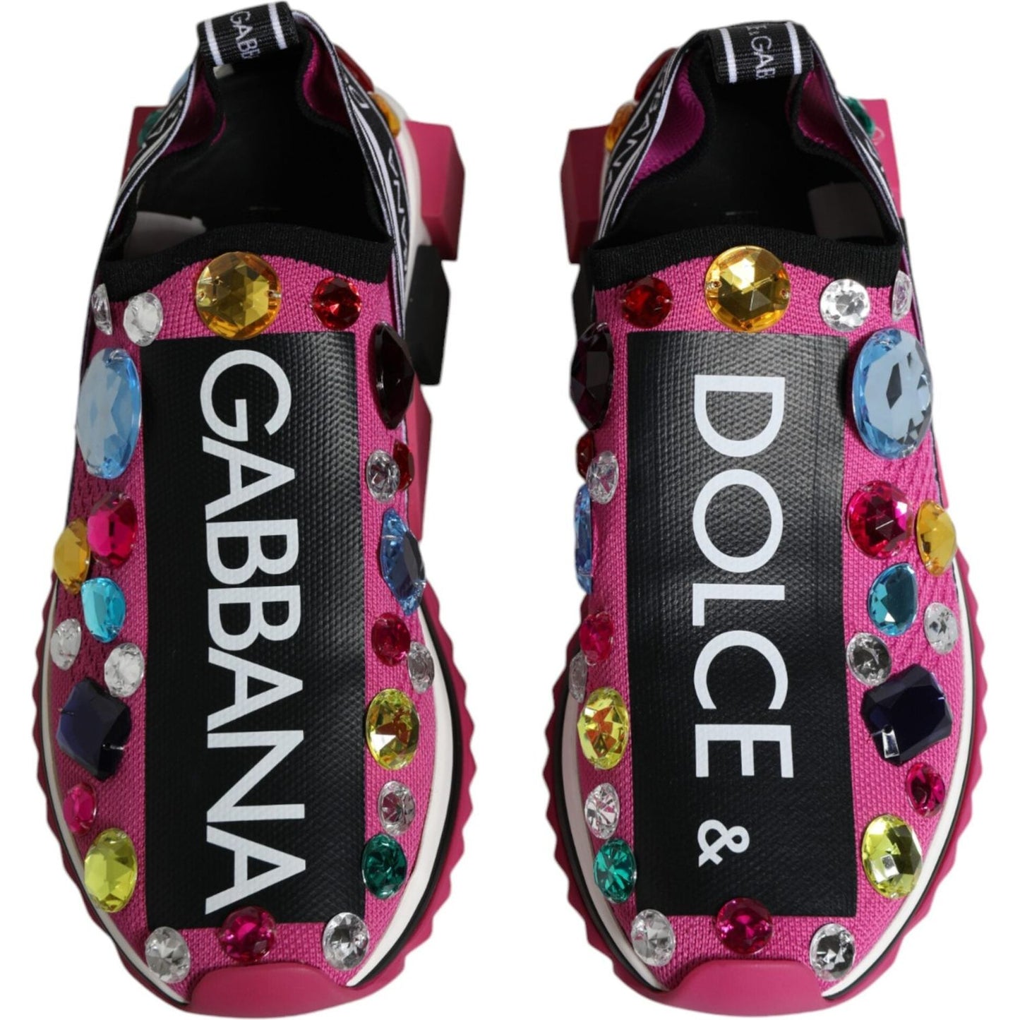 Dolce & Gabbana Pink Sorrento Crystals Low Top Sneakers Shoes LA12182-37