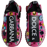 Dolce & Gabbana Pink Sorrento Crystals Low Top Sneakers Shoes LA12182-37