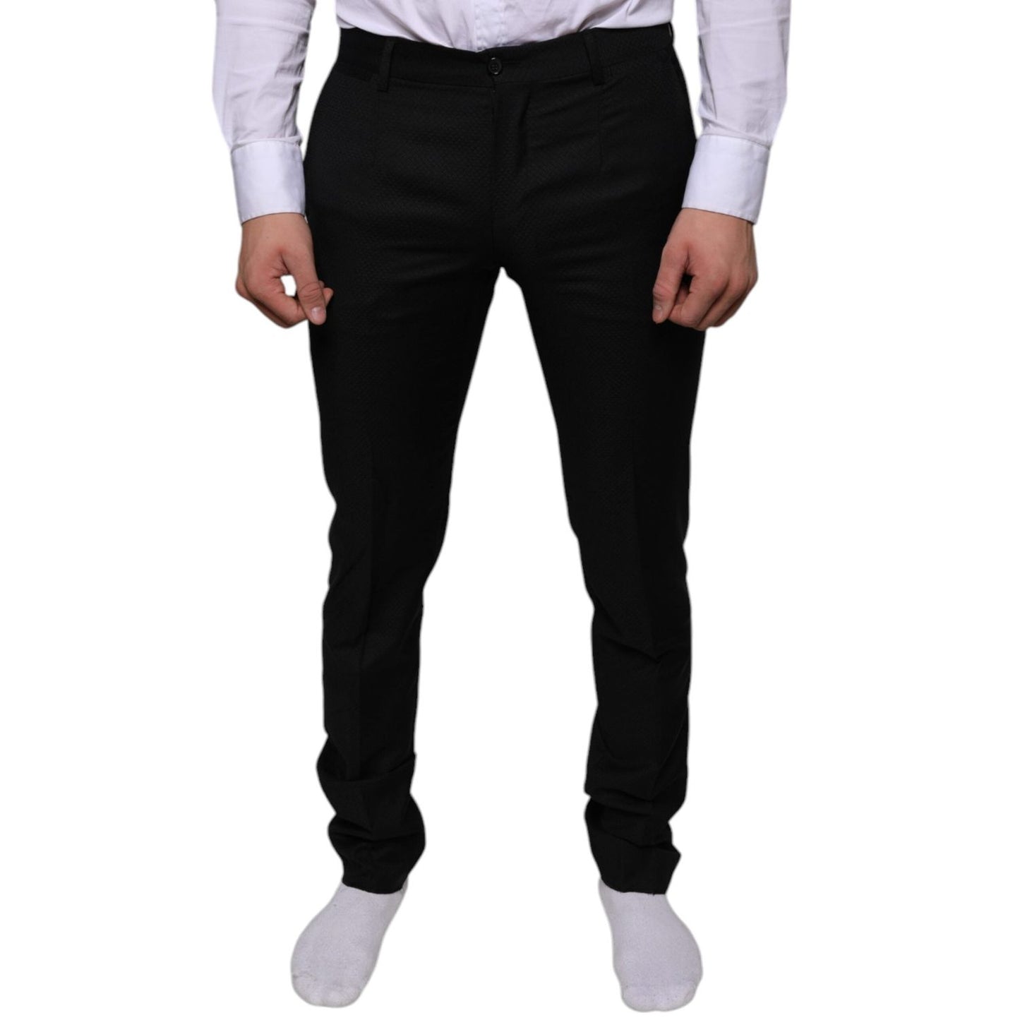 Dolce & Gabbana Black Wool Skinny Dress Formal Pants PAN75322-46