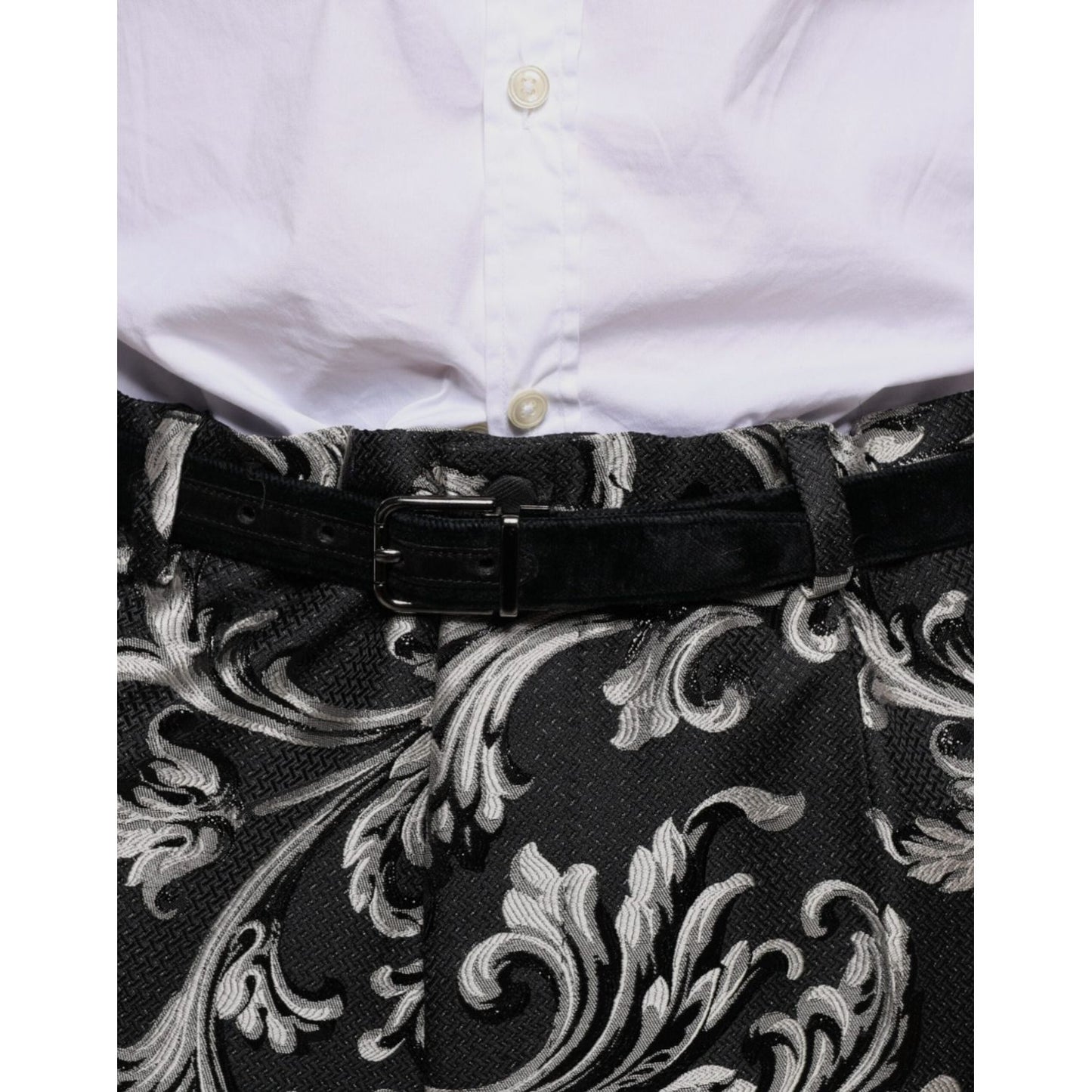 Dolce & Gabbana Black Jacquard Skinny Dress Pants PAN75331-46