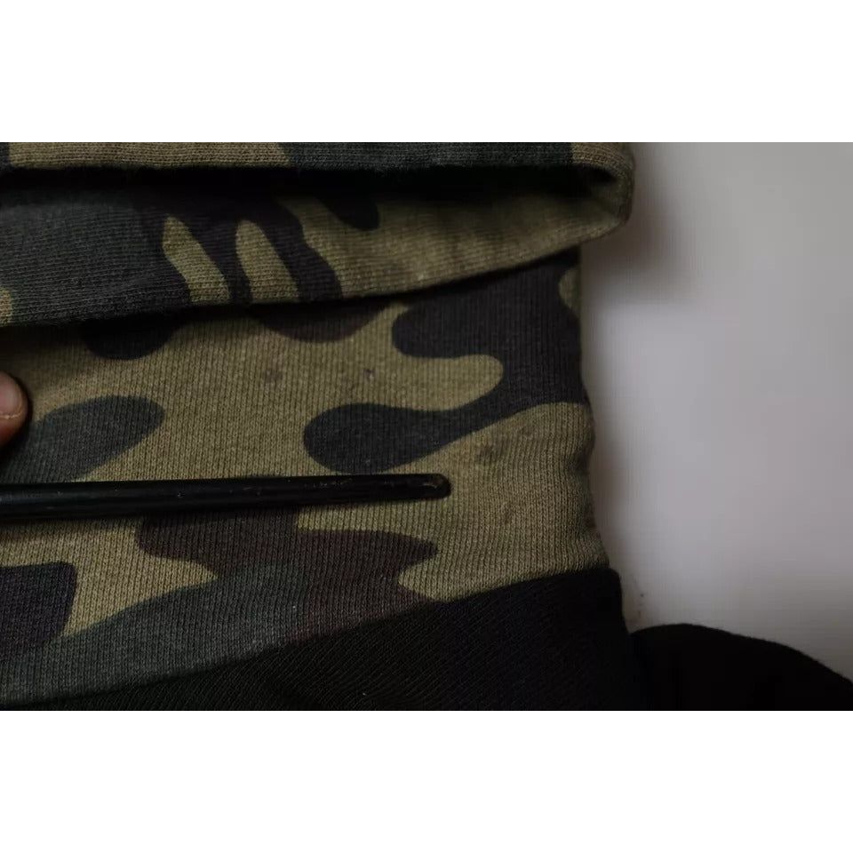 Dolce & Gabbana Black Camouflage Hooded Sweatshirt Sweater TSH87043-56