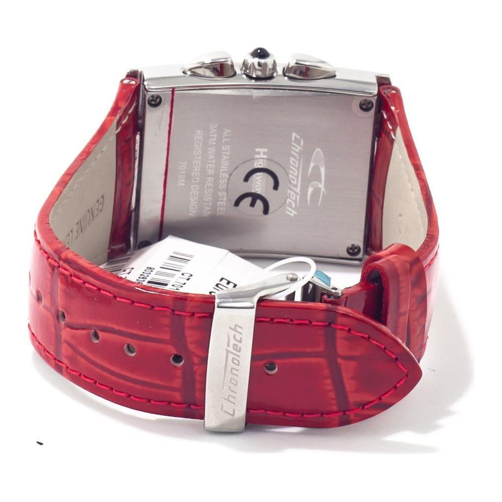 Chronotech Red Leather Dress Watch