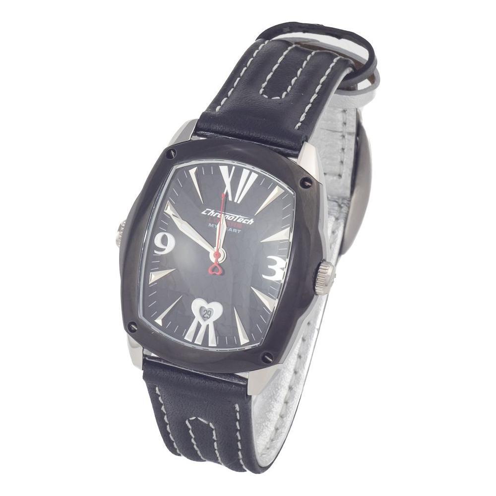 Chronotech Black Leather Watch CHCT7696L12AC