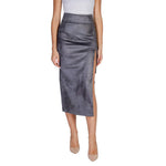 Only Gray Artificial Leather Skirt ON-15562700136-IT40|S