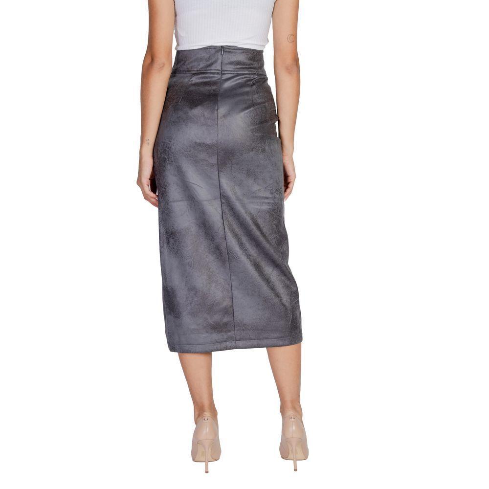 Only Gray Artificial Leather Skirt ON-15562700136-IT40|S