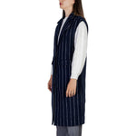 ICHI Blue Polyester Sleveless Jacket IC-15420500010-IT36|XXS