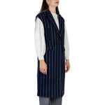 ICHI Blue Polyester Sleveless Jacket IC-15420500010-IT36|XXS