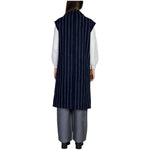 ICHI Blue Polyester Sleveless Jacket IC-15420500010-IT36|XXS