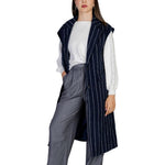 ICHI Blue Polyester Sleveless Jacket IC-15420500010-IT36|XXS