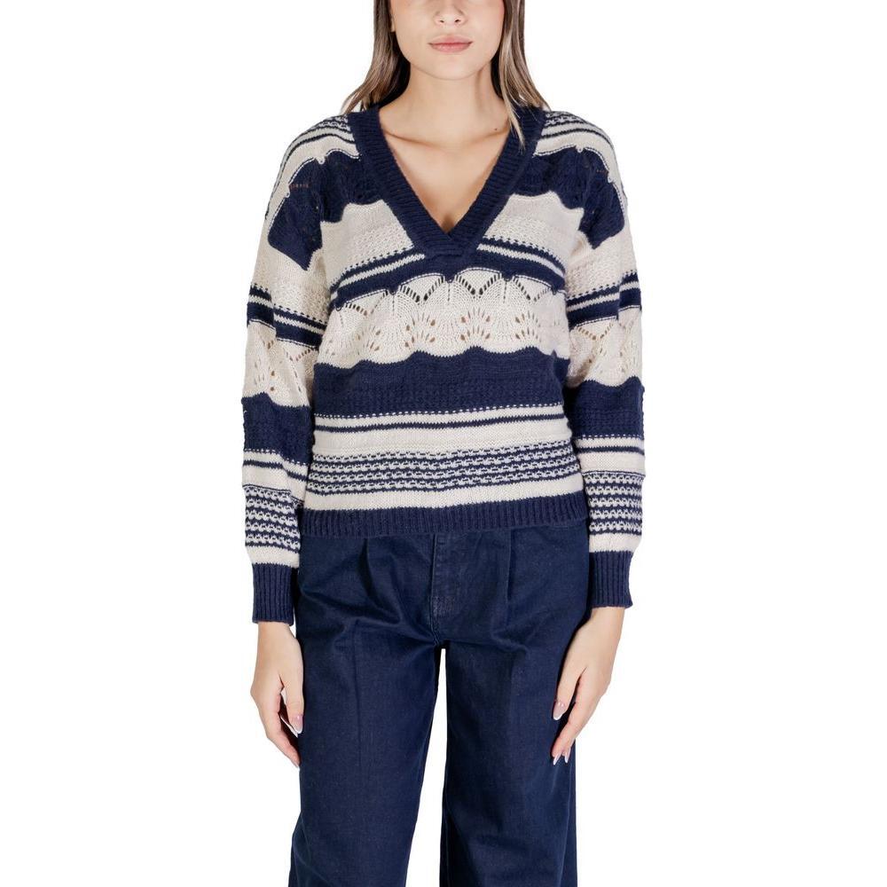 ICHI Blue Recycled Polyester Sweater IC-15692700010-IT38|XS