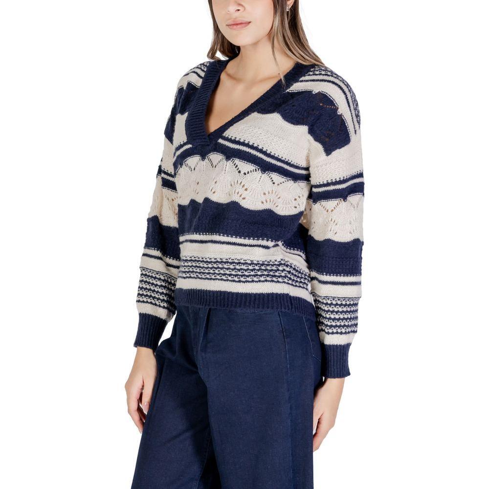 ICHI Blue Recycled Polyester Sweater IC-15692700010-IT38|XS