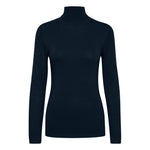 ICHI Blue Viscose Turtleneck IC-13338900010-XXL