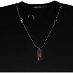Dolce & Gabbana Black Cotton Necklace Embellished T-shirt TSH87060-44