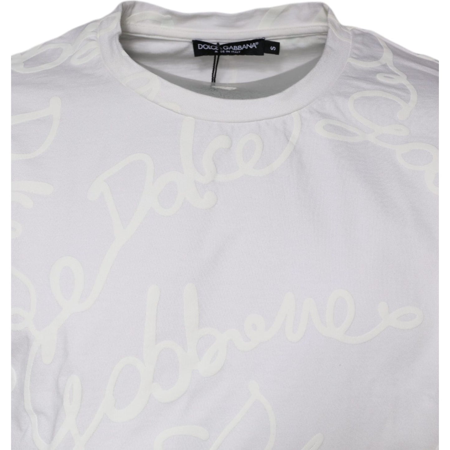 Dolce & Gabbana White Logo Print Cotton Crew Neck T-shirt TSH87178-46