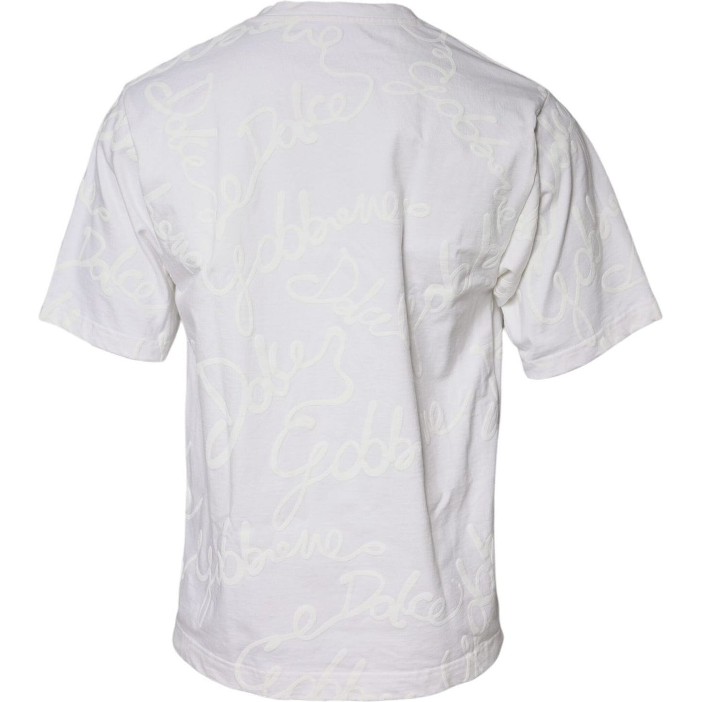 Dolce & Gabbana White Logo Print Cotton Crew Neck T-shirt TSH87178-46