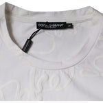 Dolce & Gabbana White Logo Print Cotton Crew Neck T-shirt TSH87178-46