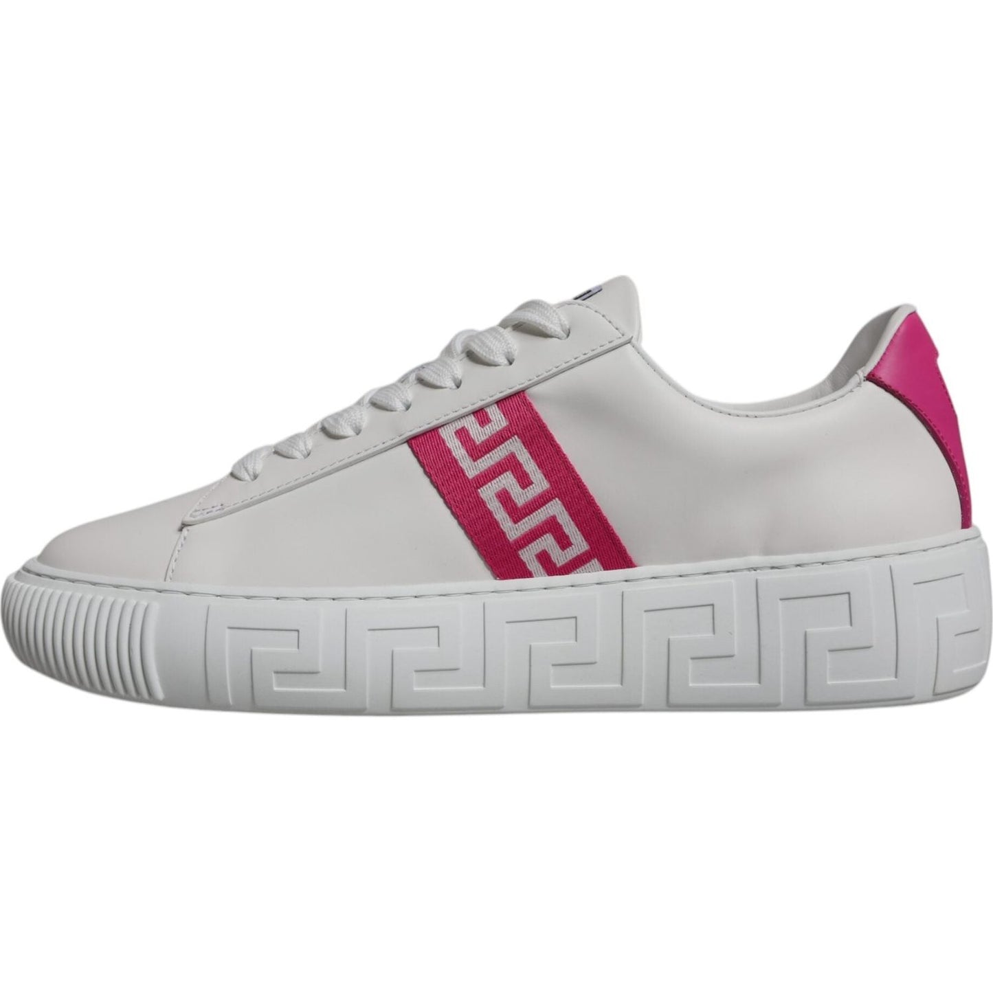 Versace White Pink Greca Print Platform Low Top Sneakers Shoes MV6392-42