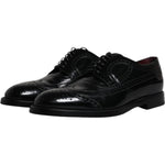 Dolce & Gabbana Black Leather Derby Wingtip Formal Shoes MV6503-43