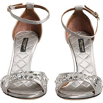Dolce & Gabbana Silver Ankle Strap Crystal Sandals Shoes LA12003-37