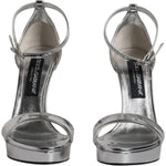 Dolce & Gabbana Silver KEIRA Heels Ankle Strap Sandals Shoes LA12033-39