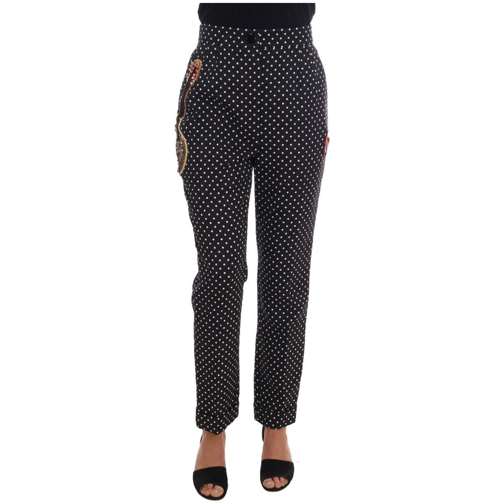 Dolce & Gabbana Black Polka Dot Sicily Crystal Pants BYX1127-1