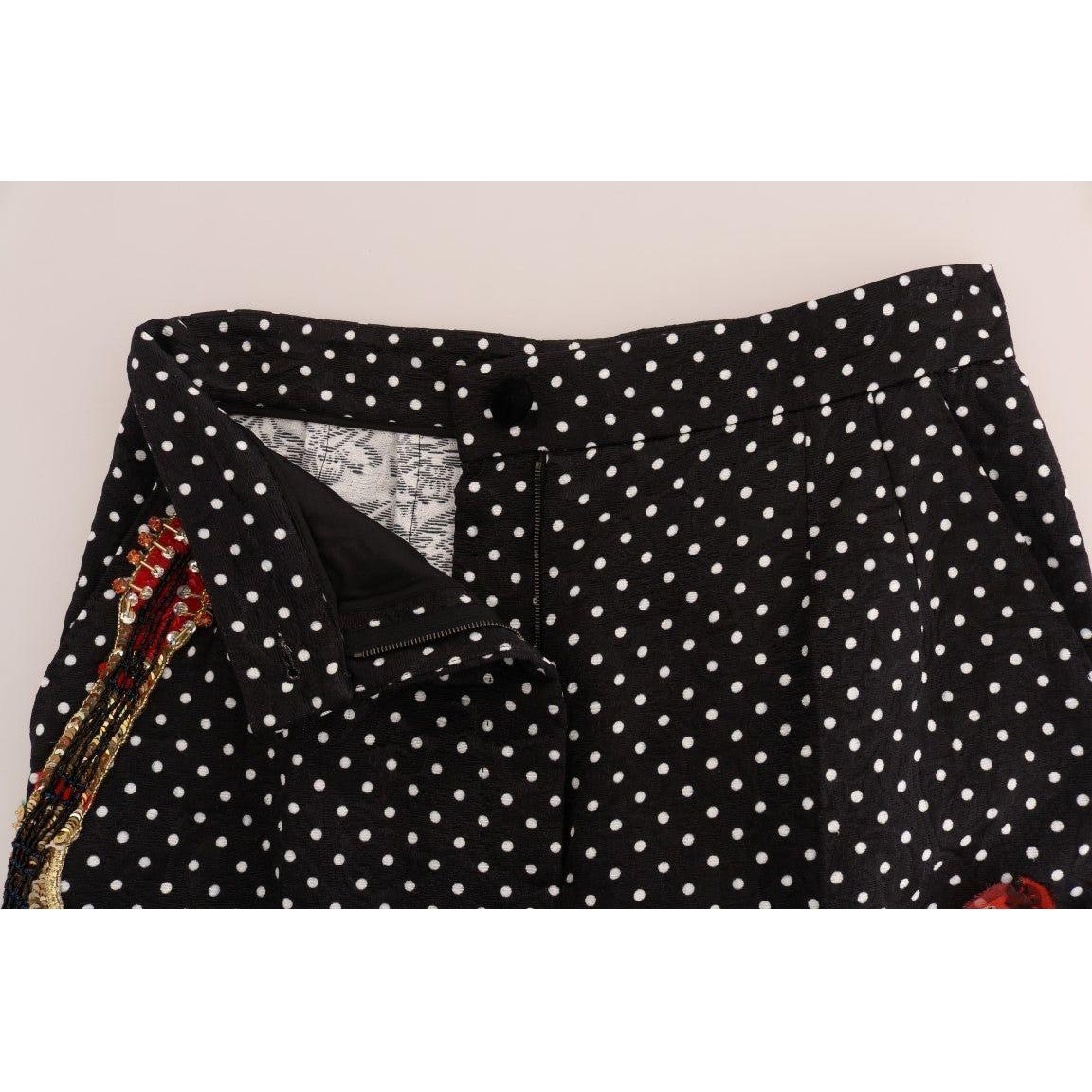 Dolce & Gabbana Black Polka Dot Sicily Crystal Pants BYX1127-1