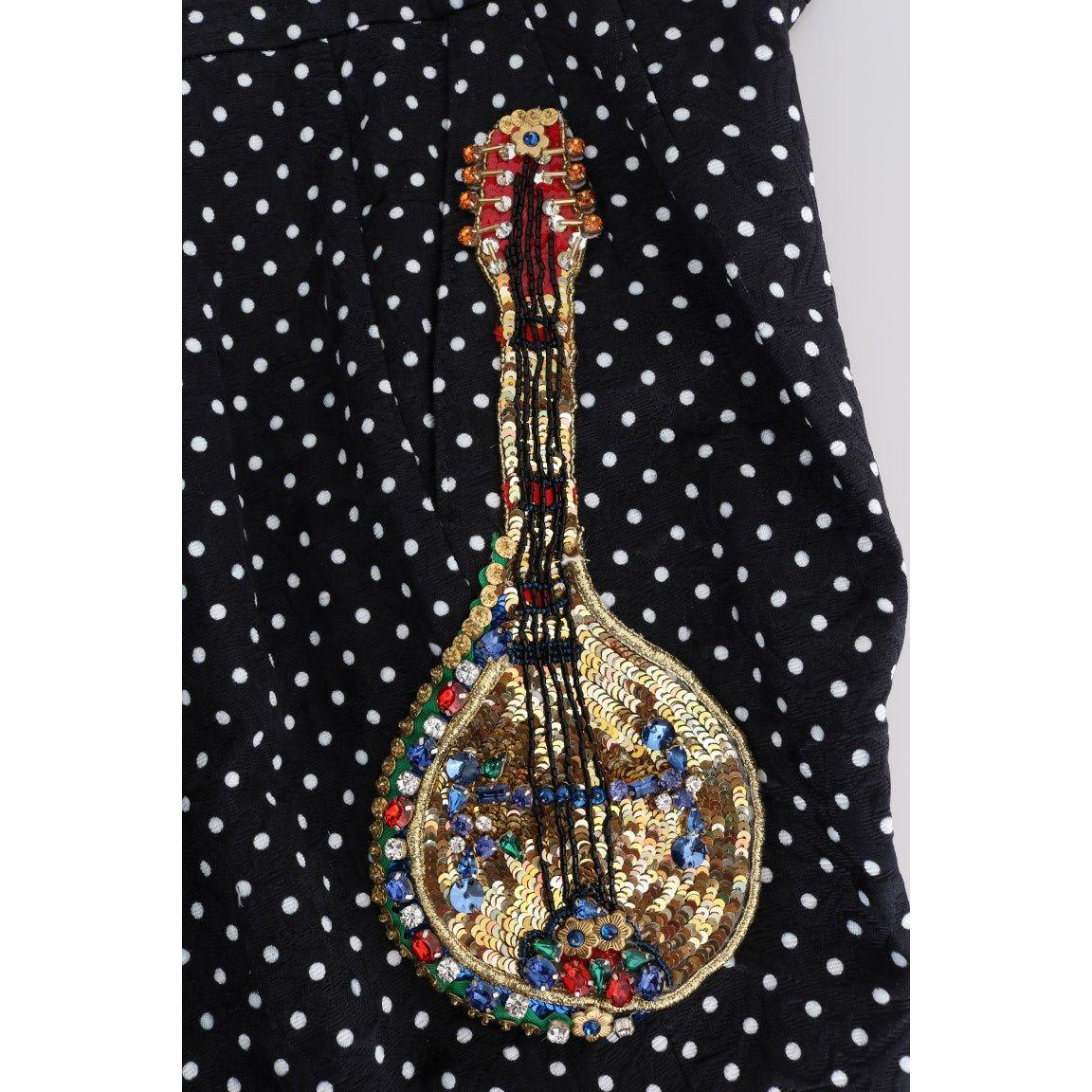 Dolce & Gabbana Black Polka Dot Sicily Crystal Pants BYX1127-1